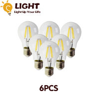 6pcsLot LED Retro Edison Filament Bulb Lamp A60 6W Warm White Decor for Chrismas E27 220V Vintage Lamp 4000K Home Decoration