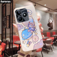 เคสมือถือสำหรับ Realme ฝาหลัง C51มีไฟสีฟ้าประดับเพชรกันการชนกันของบอลลูนซิลิโคนแบบนิ่มสำหรับผู้หญิงถ้วยน้ำสำหรับ Realme C51เคสโทรศัพท์