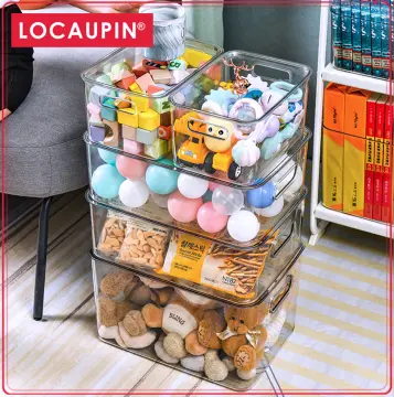 Locaupin Storage Bin Storage Box for Kitchen Pantry Plastic Organizer  Container for Under Bed,Desk,Office and Drawer