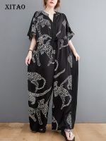 XITAO Jumpsuits Casual Print Women Black Loose Jumpsuits