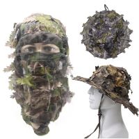 : “》{ Ghillie ลวงตาหมวกใบ/หมวก Boonie 3D หมวกเต็มศีรษะหมวกยุทธวิธีไก่งวงอุปกรณ์การล่าสัตว์นักล่าลายพราง