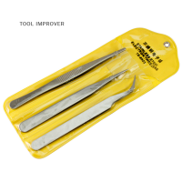 TOOL IMPROVER ชุดประกอบ3ชิ้นเครื่องมือสแตนเลสสตีลแหนบอิเล็กทรอนิกส์ซ่อมที่แม่นยำ