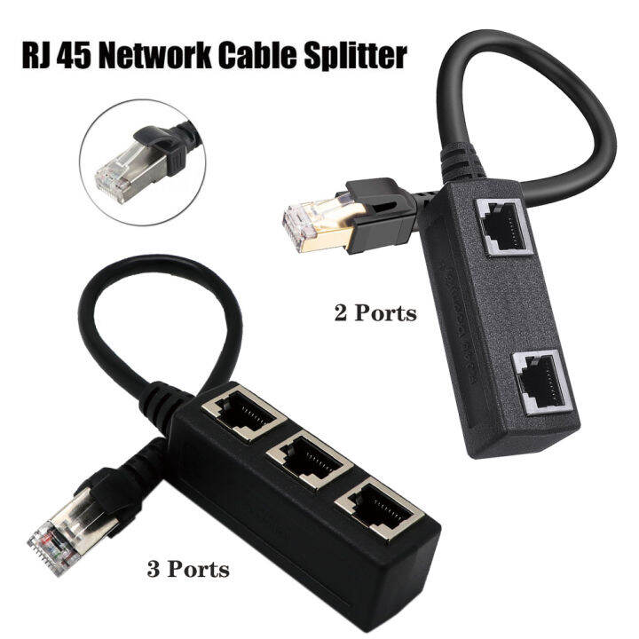 LAN Ethernet Network RJ45 Connector 1 Male to 2 or 3 Female Splitter ...