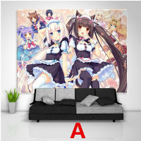 FFO Nekopara Anime Tapestry Wall Decor Blankets Poster Kawaii Chocola Vanilla Girl Hanging Art Print Tapestries Background Cloth