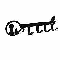 Wall Decor Black Metal Key Holder with 4 Hooks for Entrance Kitchen Corridor Office Key Hook