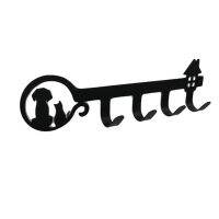 Wall Decor Black Metal Key Holder with 4 Hooks for Entrance Kitchen Corridor Office Key Hook