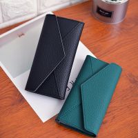 Womens Wallet Long Tri-fold Hasp Envelope Solid Color Coin Purses Female Pu Leather Multiple-card Holder Clutch Bag Money Clip