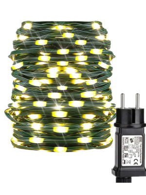 Christmas Lights Holiday Fairy Led 10M-100M Green PVC Waterproof Copper Wire EU Plug String Light Outdoor Garland Lamp For Tree