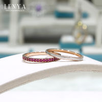 Lenya Jewelry แหวนเงินแท้ 925 ดีไซน์ 2 in 1 ตัวเรือนชุปทองคำขาวประดับอัญมณี แหวนเกลี้ยงดูเรียบหรู ชุปสองสี ทองคำขาวและทอง 18 เค สามารถ Mix and Match และเลือกใส่ในแบบสไตส์คุณ