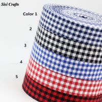 [HOT!] Sisi Crafts Blue White Black and Red Plaid Ribbon for Crafts Gingham Fabric Cotton Bias Layering DIY Hair Bow Tie Collar Tape 1M