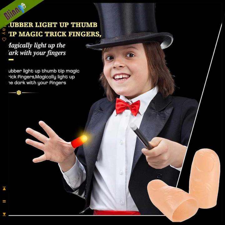 2Pcs Magic Super Bright Light Up Thumbs Fingers Trick Appearing Light