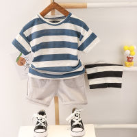 IENENS Summer Boys Casual Clothing Sets 0-4 Years Baby Cotton Outfits 2PCS Kids Short Sleeves Striped T-shirt + Shorts Suits Children Clothes