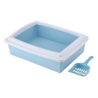 Semi-Closed Anti-Splash Pet Cat Bedpans Rectangle Dismountable Easy to Clean Cat Litter Box Case Toilet Tray with Scoop