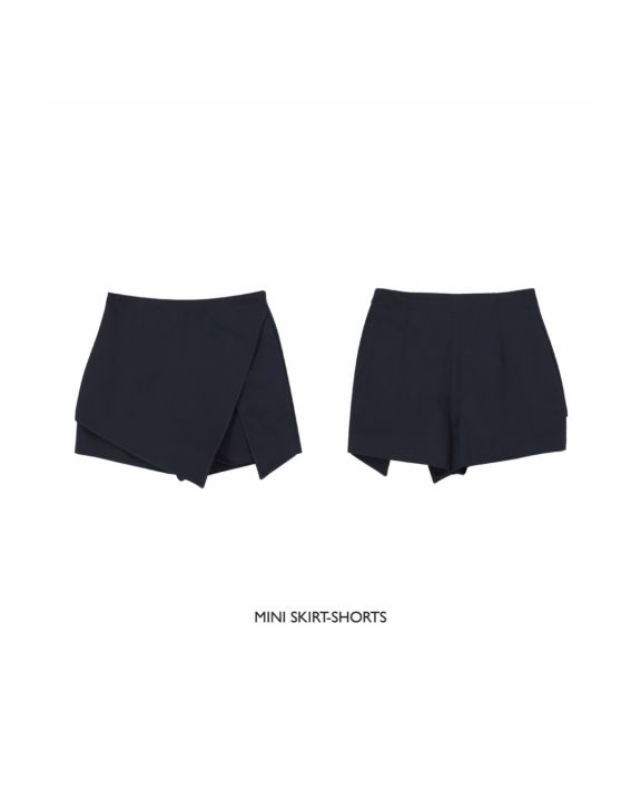 svvans-mini-skirt-pants-navy-กางเกงกระโปรงขาสั้นเอวสูง