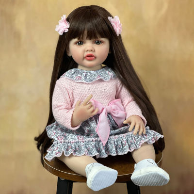 ตุ๊กตาทารก3D ผิวนุ่มตุ๊กตาเด็กเล่นเสมือนมีชีวิตขนาด55ซม. พร้อมเส้นเลือดที่มองเห็นได้ตุ๊กตาทารกเพศหญิงเกิดใหม่สำหรับเด็ก