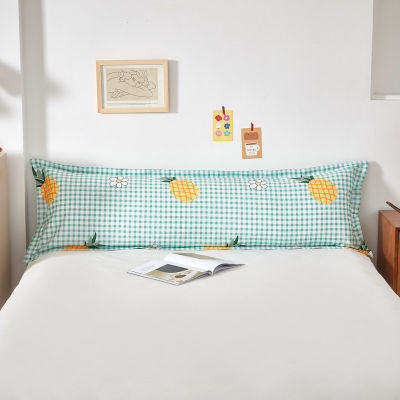 100 Cotton Couple Double Pillow Case Fruit Print Plaid Long Pillow Protector for Bed
