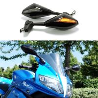 กระจกกระจกมองหลังรถจักรยานยนต์1คู่พร้อมสัญญาณไฟเลี้ยว LED สำหรับ Yamaha YZF R1 R6 2000-2008 YZF R6S 2006-200 YZF R6 1999-2008 Kawasak