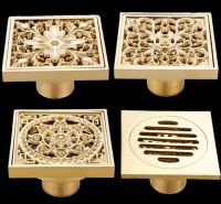 【cw】hotx European style Carved Deodorant Core Floor Drain Gold