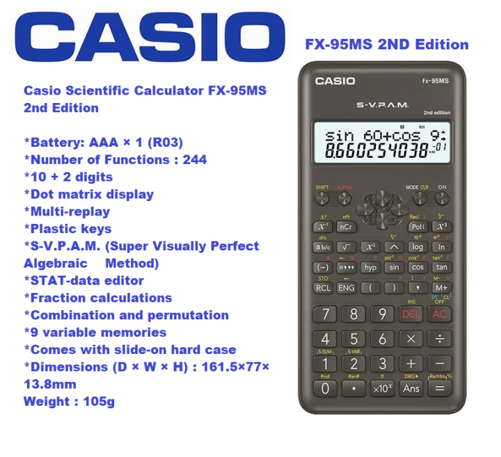 Casio Scientific Calculator FX-95MS 2nd Edition | Lazada Singapore