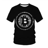 Bitcoin B พิมพ์เสื้อยืดผู้ชายแขนสั้น Bitcoin 3D พิมพ์เสื้อยืดสกุลเงินดิจิตอล B พิมพ์ TEE