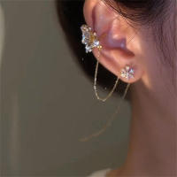 Flower Earline One Piece Earring Luxury Earclip Style Earrings Advanced Light Luxury Earclip Style Small Design Clip Earrings Tassel Earrings Clip