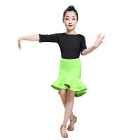 Children Dress for Dancing  Latin Dance Dresses for Girls Short Full Sleeve Salsa Tango Kids Dance Costume Skirt Ballroom