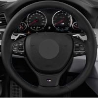 Car Steering Wheel Cover DIY Black Genuine Leather For BMW 5 Series 520i 528i F10 F11 F07 2009-2017 M5 F10 F12 F13 F06 F01 F02