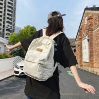 Vintage Men Women Backpack Cotton Canvas Casual Students Backpack Large Capacity Solid Color Fashion Knapsack Leisure Handbag 【AUG】