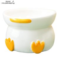 Legendog 2021 Funny Flush Duck Pet Bowl Cat Bowl Ceramic Easy To Clean And Protect The Spine High Foot Cat Food Bowl