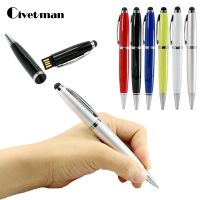 Custom Logo Capacitance Ballpoint Pen 8GB 16GB 32GB 64GB USB Flash Drive 128G Enough Disk Memory Pen Stick 256G USB 2.0 Pendrive