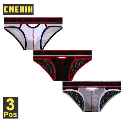 CMENIN PLAYPUMP 3Pcs Hot กางเกงผ้าฝ้าย Jockstrap ผู้ชายกางเกงในชายเซ็กซี่กางเกงในชายกางเกง Underware PP9116