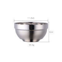 16PCS Stainless Steel Walled Heat Insulation Smooth Rice Bowl Non Slip Double Layer Bowls for Adult Children Kitchen Tableware