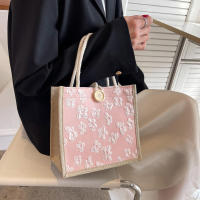 Handbag Casual Handbag Portable Handbag Shopping Bag Linen Tote Linen Shopping Bag Large Capacity Shopping Bag