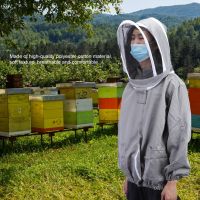 การเลี้ยงผึ้งแจ็คเก็ตผ้าคลุมหน้า Bee Suit Smock พร้อมซิปคู่อุปกรณ์เสริมสำหรับผู้เลี้ยงผึ้ง