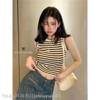 ☑ Vintage Hong Kong Style Pullover Vest Hot Girl Personalized Striped Sling Ins Fashionable All-match Korean Style Summer Sleeveless Top