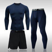 Mens 3-Piece Sportswear Sports Suit, Running Gym Yoga Training Of Mens Quick-Drying Compression Clothing Tracksuit Men