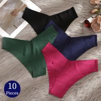 TrowBridge 10PCS Womens Panties Set Plus Size Seamless Underwear Soft Silk Satin Woman Briefs Comfort Lingerie Sport Underpants