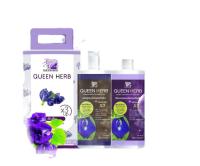 Queen Herb ควีน เฮิร์บ ชุดแชมพูสมุนไพร แชมพูอันชัญ&amp; ทรีทเมนต์อัญชันสูตรใหม่ x3 ( 400 ml. )