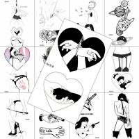 Sexy Heart Bundle Temporary Tattoos Minimalist Sticker Waterproof Sheets Tattoo Realistic Fake Body Art Chest Tatoos For Adults Stickers