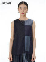 XITAO Patchwork Casual Pullover Vest ผู้หญิงเกาหลี2023ฤดูร้อนใหม่มาถึงบุคลิกภาพแฟชั่นหลวม O-Neck Top HQQ1162