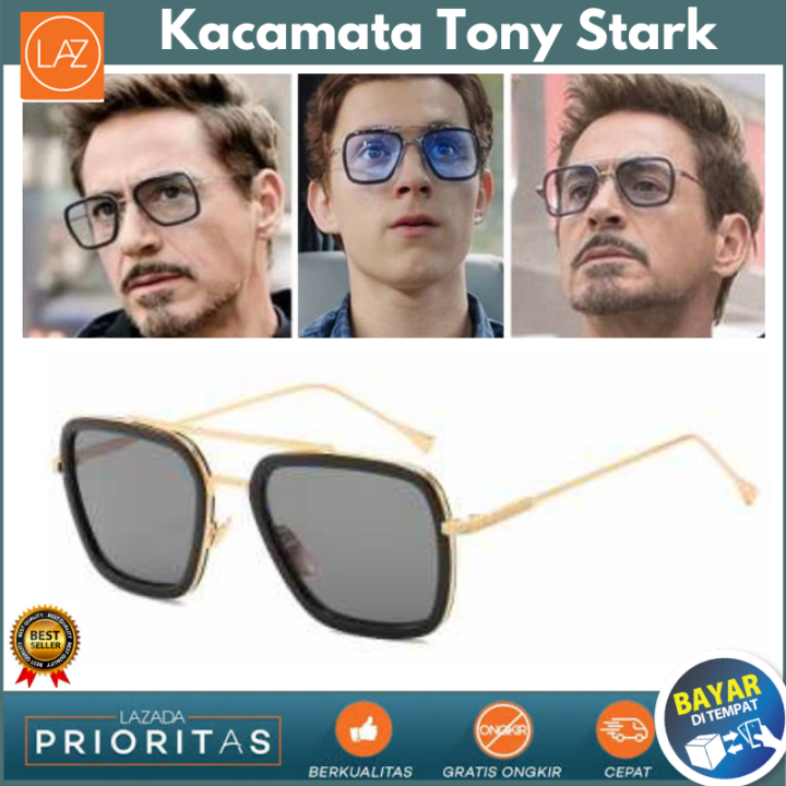 Bisa Cod Kacamata Tony Stark Steampunk Hd Polarized Sunglasses Keren Desain Merek Terkenal