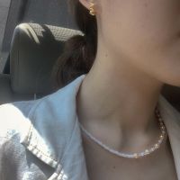 wallah studio : Apricot pearl necklace สร้อยลูกปัดปรับระดับได้