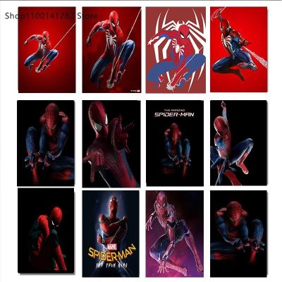 ﹊ Disney Avengers Superhero Marvel การ์ตูนโปสเตอร์ภาพวาดผ้าใบ Spiderman Wall Art ภาพพิมพ์ห้องนั่งเล่นตกแต่งบ้าน