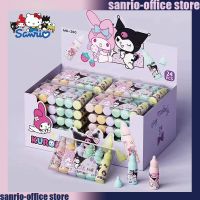 J14ปากกาเรืองแสงปากกาเน้นข้อความ Sanrio 24ชิ้น/กล่องมี6สีการ์ตูนปากกามาร์กเกอร์หลายสี Ftion Kuromi เมโลดี้ของฉันปากกาน้ำที่มีสีสัน