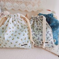 19x19CM Garden Floral Flower Cotton Drawstring Bag Classification Storage Bag Travel Portable Dust Storage Bag 【AUG】