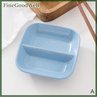 FineGoodWell 2ชิ้นจานซอสปรุงรสทำจากฟางข้าวสาลีจานขนมดองแบบแยกชิ้นจานเล็กสำหรับใช้ในครัวเรือน