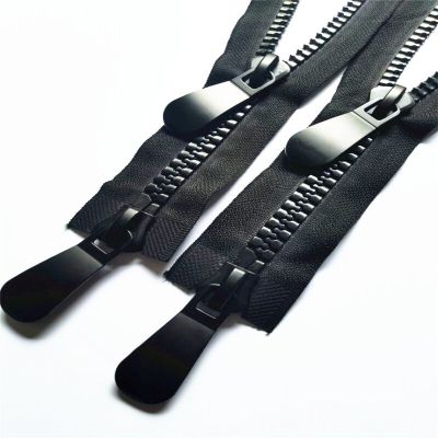 1Pcs 60Cm-120Cm 15#  Double Head  Resin Zippers Double Slider Single Puller Open-end Auto Lock Long Zip for Jacket Door Hardware Locks Fabric Material