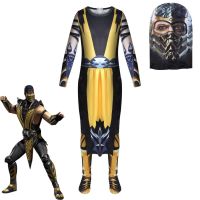 Snailify Boys Mortal Kombat Legends: แมงป่อง Revenge คอสเพลย์เด็ก Mortal Kombat Scorpion เครื่องแต่งกาย Jumpsuit และ Hood Set