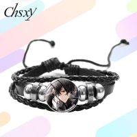 CHSXY Hot Bungo Stray Dogs Leather Bracelet Fans Collection Anime Figures Akutagawa Dazai Osamu Nakahara Time Gem Charm Bracelet