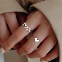 2 Pcsset Love Ring Female Fashion Personality Light Luxury Single Open Ring Korean Trendy Hello Girl Jewelry